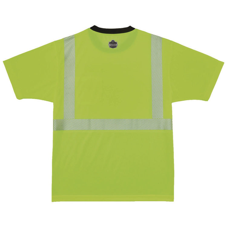 GloWear 8280BK Class 2 Performance T-Shirt with Black Bottom, Large Long, Lime
