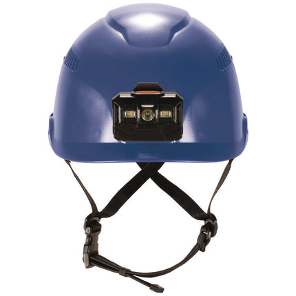 Skullerz 8977LED Class C Safety Helmet with LED Light and Adjustable Venting, 6-Point Ratchet Suspension, Blue