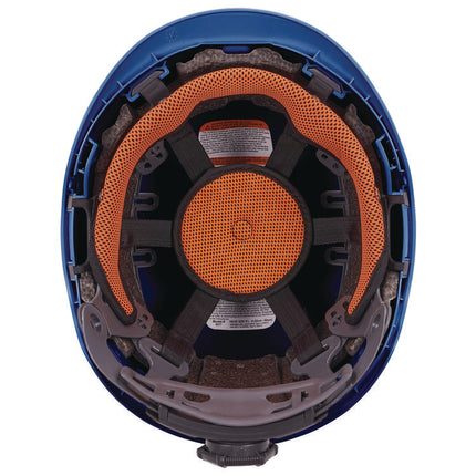 Skullerz 8977LED Class C Safety Helmet with LED Light and Adjustable Venting, 6-Point Ratchet Suspension, Blue