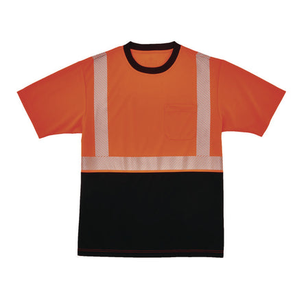 GloWear 8280BK Class 2 Performance T-Shirt with Black Bottom, X-Large Long, Orange