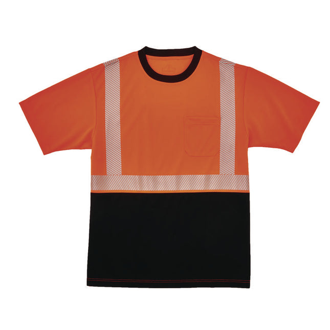 GloWear 8280BK Class 2 Performance T-Shirt with Black Bottom, 2X-Large Long, Orange