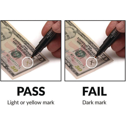 Counterfeit Bill Detector Marker Pen, 3 x 7.25 x 0.6, Black, 50/Pack