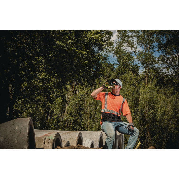 GloWear 8280BK Class 2 Performance T-Shirt with Black Bottom, 6X-Large Long, Orange