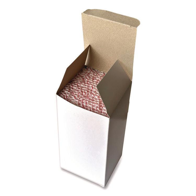 Jumbo Straws, 7.75", Polypropylene, Red/White Striped, 12,500/Carton