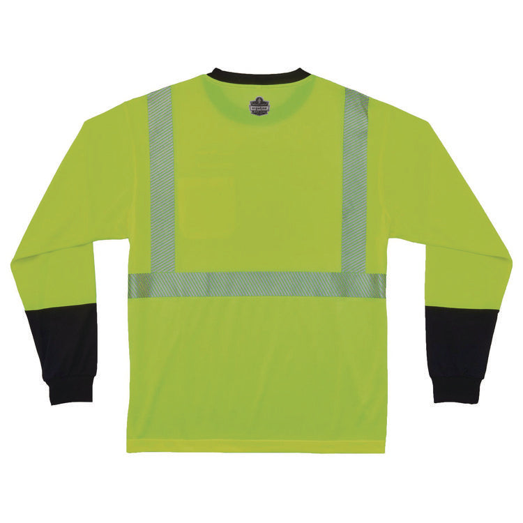 GloWear 8281BK Class 2 Long Sleeve Shirt with Black Bottom, 3X-Large Long, Lime