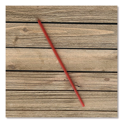 Wrapped Giant Straws, 10.25", Polypropylene, Red, 1,200/Carton