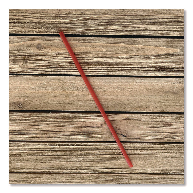Wrapped Giant Straws, 10.25", Polypropylene, Red, 1,200/Carton