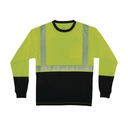 GloWear 8281BK Class 2 Long Sleeve Shirt with Black Bottom, 7X-Large Long, Lime