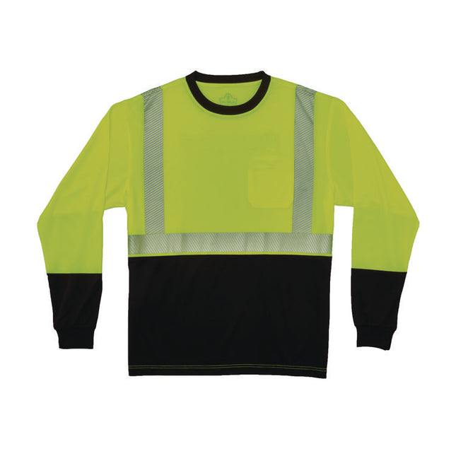 GloWear 8281BK Class 2 Long Sleeve Shirt with Black Bottom, 9X-Large Long, Lime