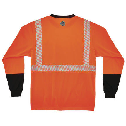 GloWear 8281BK Class 2 Long Sleeve Shirt with Black Bottom, X-Small, Orange