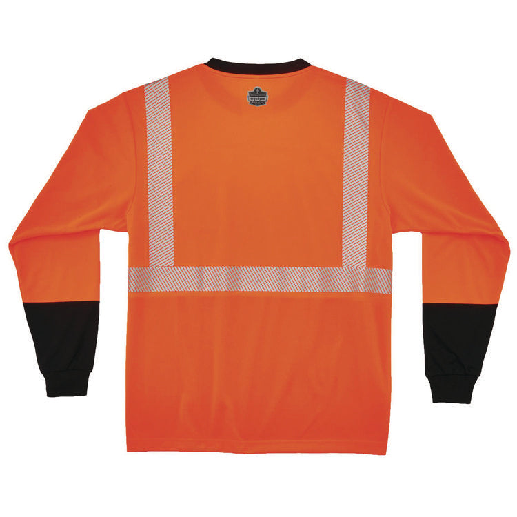 GloWear 8281BK Class 2 Long Sleeve Shirt with Black Bottom, 2X-Large Long, Orange