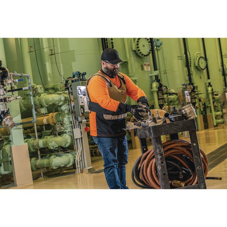 GloWear 8281BK Class 2 Long Sleeve Shirt with Black Bottom, 4X-Large Long, Orange