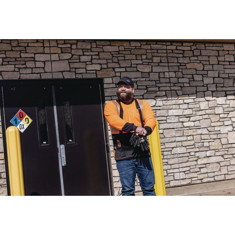 GloWear 8281BK Class 2 Long Sleeve Shirt with Black Bottom, 10X-Large Long, Orange