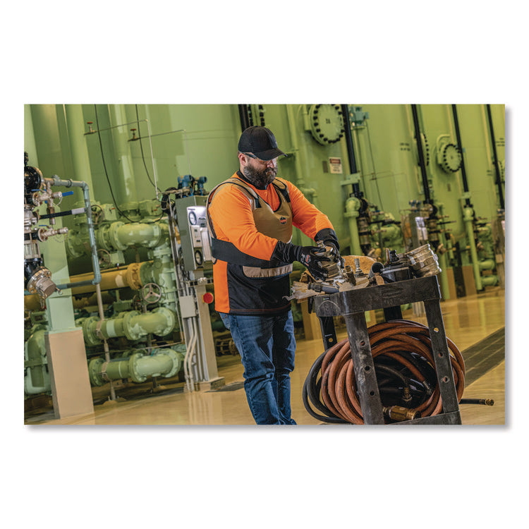 GloWear 8281BK Class 2 Long Sleeve Shirt with Black Bottom, 10X-Large Long, Orange