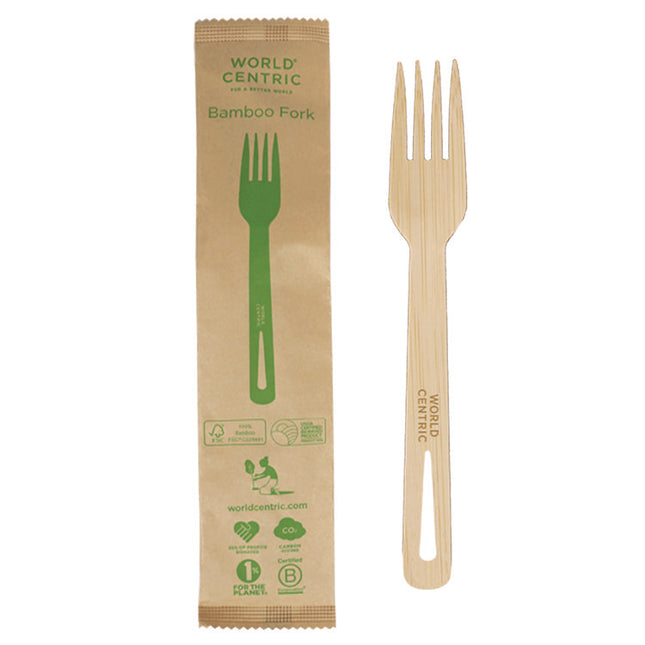 Bamboo Cutlery, Fork, Paper, Natural, 750/Carton