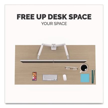 Platinum Series Dual Monitor Arm, For 27" Monitors, 360 Deg Rotation, 45 Deg Tilt, 180 Deg Pan, White, Supports 20 Lb