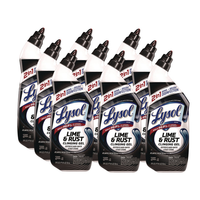 Disinfectant Toilet Bowl Cleaner w/Lime/Rust Remover, Atlantic Fresh, 24 oz, 9/Carton