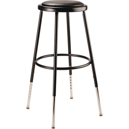 6400 Series Height Adjustable Heavy Duty Vinyl Padded Steel Stool, Supports 500 lb, 25" to 33" Seat Height, Black Seat/Base