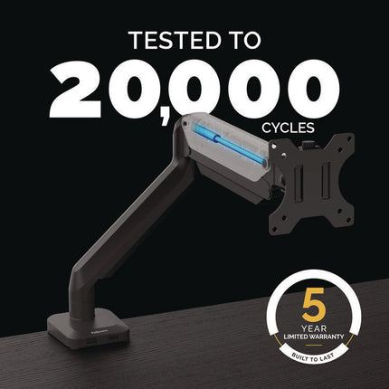 Platinum Series Single Monitor Arm, For 30" Monitors, 360 Deg Rotation, 180 Deg Tilt, 360 Deg Pan, Black, Supports 20 Lb