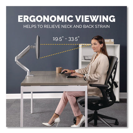 Platinum Series Single Monitor Arm, For 27" Monitors, 360 Deg Rotation, 45 Deg Tilt, 180 Deg Pan, Silver, Supports 20 Lb