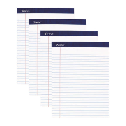 Legal Ruled Pads, Narrow Rule, 50 White 8.5 X 11.75 Sheets, 4/pack