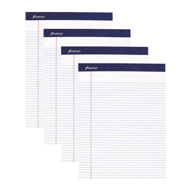 Legal Ruled Pads, Narrow Rule, 50 White 8.5 X 11.75 Sheets, 4/pack