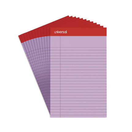 Colored Perforated Ruled Writing Pads, Narrow Rule, 50 Orchid 5 X 8 Sheets, Dozen