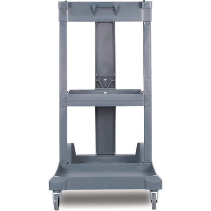 Janitor's Cart, Plastic, 4 Shelves, 1 Bin, 19" x 45" x 39", Gray