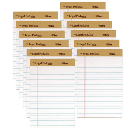 "The Legal Pad" Plus Ruled Perforated Pads With 40 Pt. Back, Narrow Rule, 50 White 5 X 8 Sheets, Dozen