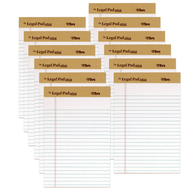 "The Legal Pad" Plus Ruled Perforated Pads With 40 Pt. Back, Narrow Rule, 50 White 5 X 8 Sheets, Dozen