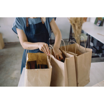 Kraft Paper Bags, Natural Twisted-Paper Handles, 18" x 7" x 18.5", Brown Kraft, 200/Bundle