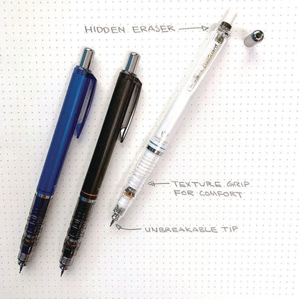 Delguard Mechanical Pencil, 0.5 mm, HB (#2), Black Lead, Black Barrel, 3/Pack