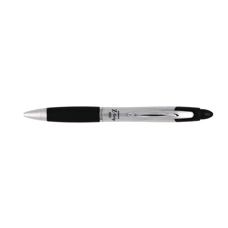 Z-Grip MAX Ballpoint Pen, Retractable, Medium 1 mm, Black Ink, Silver/Black Barrel, 12/Pack