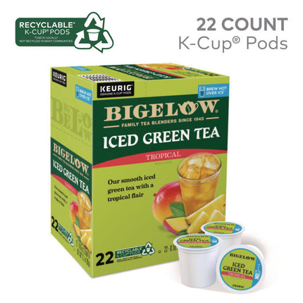 Tropical Iced Green Tea, K-Cup, 0.10 oz, 22/Box