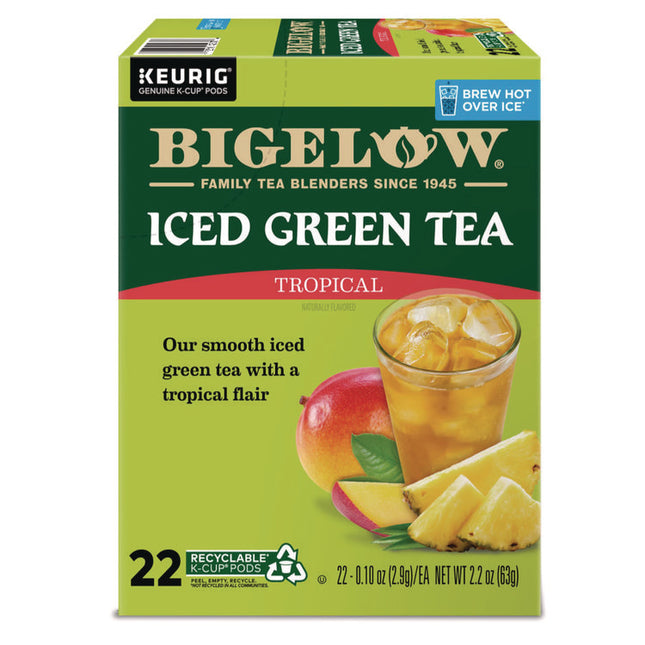 Tropical Iced Green Tea, K-Cup, 0.10 oz, 22/Box