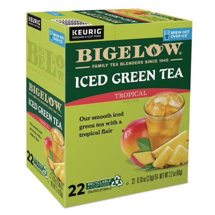 Tropical Iced Green Tea, K-Cup, 0.10 oz, 22/Box
