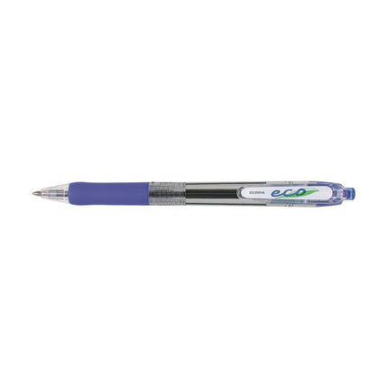 ECO Jimnie Clip Ballpoint Pen, Retractable, Medium 1 mm, Blue Ink, Clear/Blue Barrel, 12/Pack