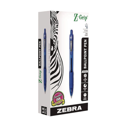 Z-Grip Ballpoint Pen, Retractable, Medium 0.7 mm, Blue Ink, Translucent Blue/Blue Barrel, 12/Pack