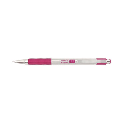 F-301 Breast Cancer Awareness Ballpoint Pen, Retractable, Fine 0.7 mm, Black Ink, Stainless Steel/Pink Barrel