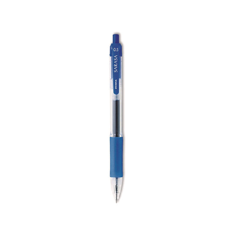 Sarasa Dry Gel X20 Gel Pen, Retractable, Fine 0.5 mm, Blue Ink, Clear/Blue Barrel, 12/Pack