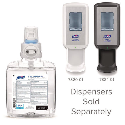 VF PLUS Hand Sanitizer Gel, 1,200 mL Refill Bottle, Fragrance-Free, For CS8 Dispensers, 2/Carton