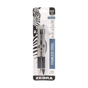 M/f 301 Stainless Steel Retractable Pen And Pencil Set, 0.7 Mm Black Pen, 0.5 Mm Hb Pencil, Stainless Steel Barrels