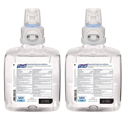 Advanced Hand Sanitizer Green Certified Foam Refill, For CS8 Dispensers, 1,200 mL, Fragrance-Free, 2/Carton