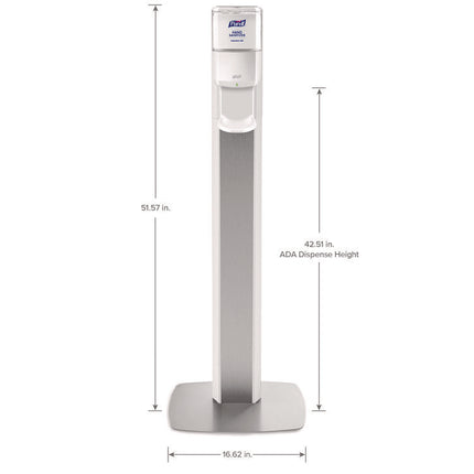 Messenger Es8 Silver Panel Floor Stand With Dispenser, 1,200 Ml, 16.75 X 6 X 40, Silver/white