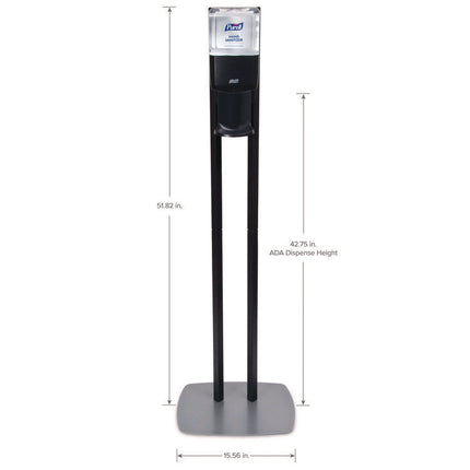Es6 Hand Sanitizer Floor Stand With Dispenser, 1,200 Ml, 13.5 X 5 X 28.5, Graphite/silver
