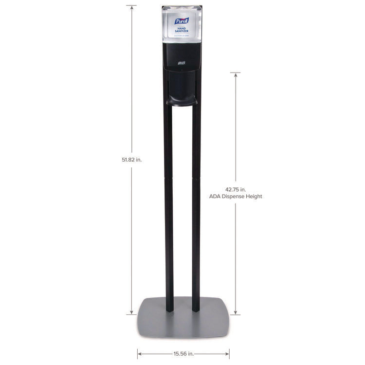 Es6 Hand Sanitizer Floor Stand With Dispenser, 1,200 Ml, 13.5 X 5 X 28.5, Graphite/silver