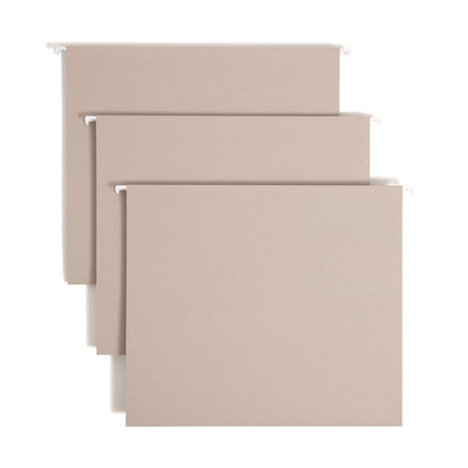 TUFF Extra Capacity Hanging File Folders with Easy Slide Tab, 2" Capacity, Letter, 1/3-Cut Tabs, Steel Gray, 18/Box
