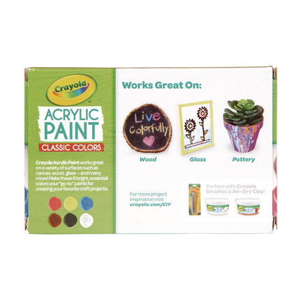 Acrylic Paint Set, Six Assorted Classic Colors, 2 oz Bottles, 6/Box