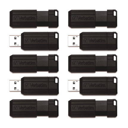 Pinstripe Usb 2.0 Flash Drive, 32 Gb, Black, 10/pack