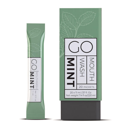 Individual Mouthwash Packets, Display Pack, Mint Flavor, 0.37 oz Packet, 20/Pack